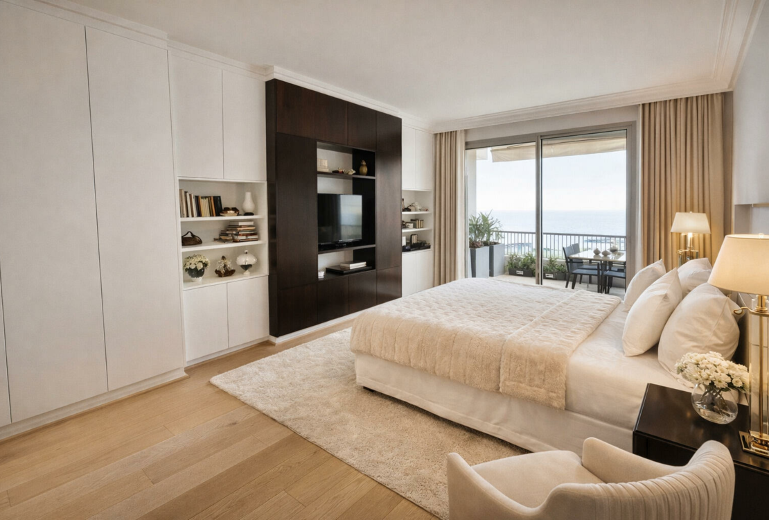 Trocadéro – Grand 2/3 pièces rénové avec vue mer, résidence avec concierge