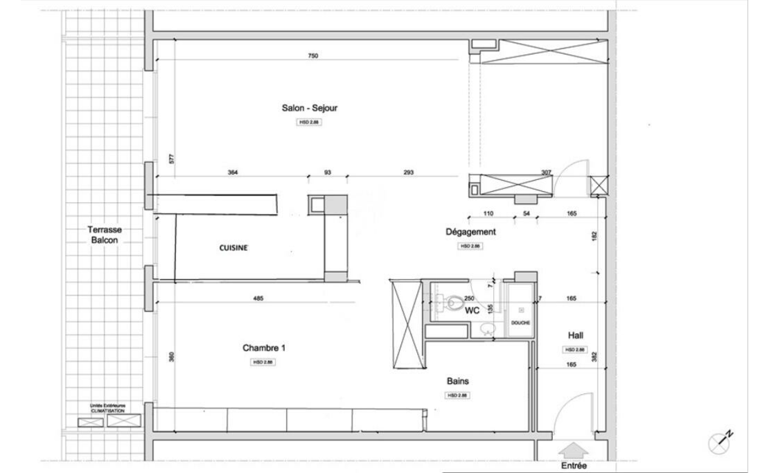 Trocadéro – Grand 2/3 pièces rénové avec vue mer, résidence avec concierge