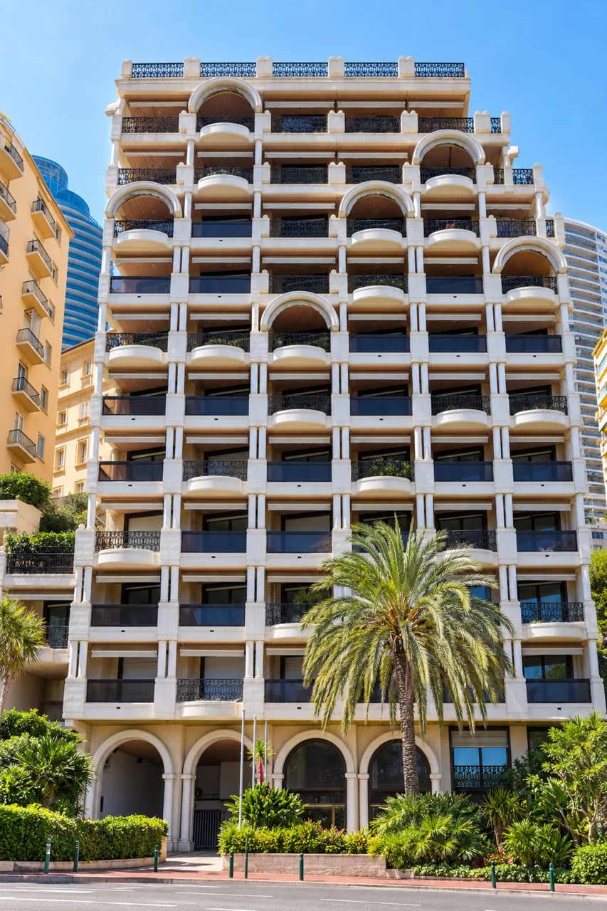 Façade de Floridian Palace, 21 boulevard du Larvotto, Monaco